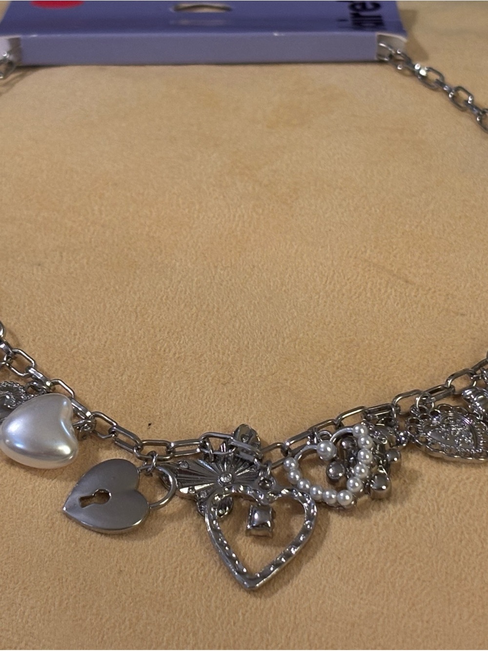 Claire's Silver-Tone Heart & Pearl Charm Necklace